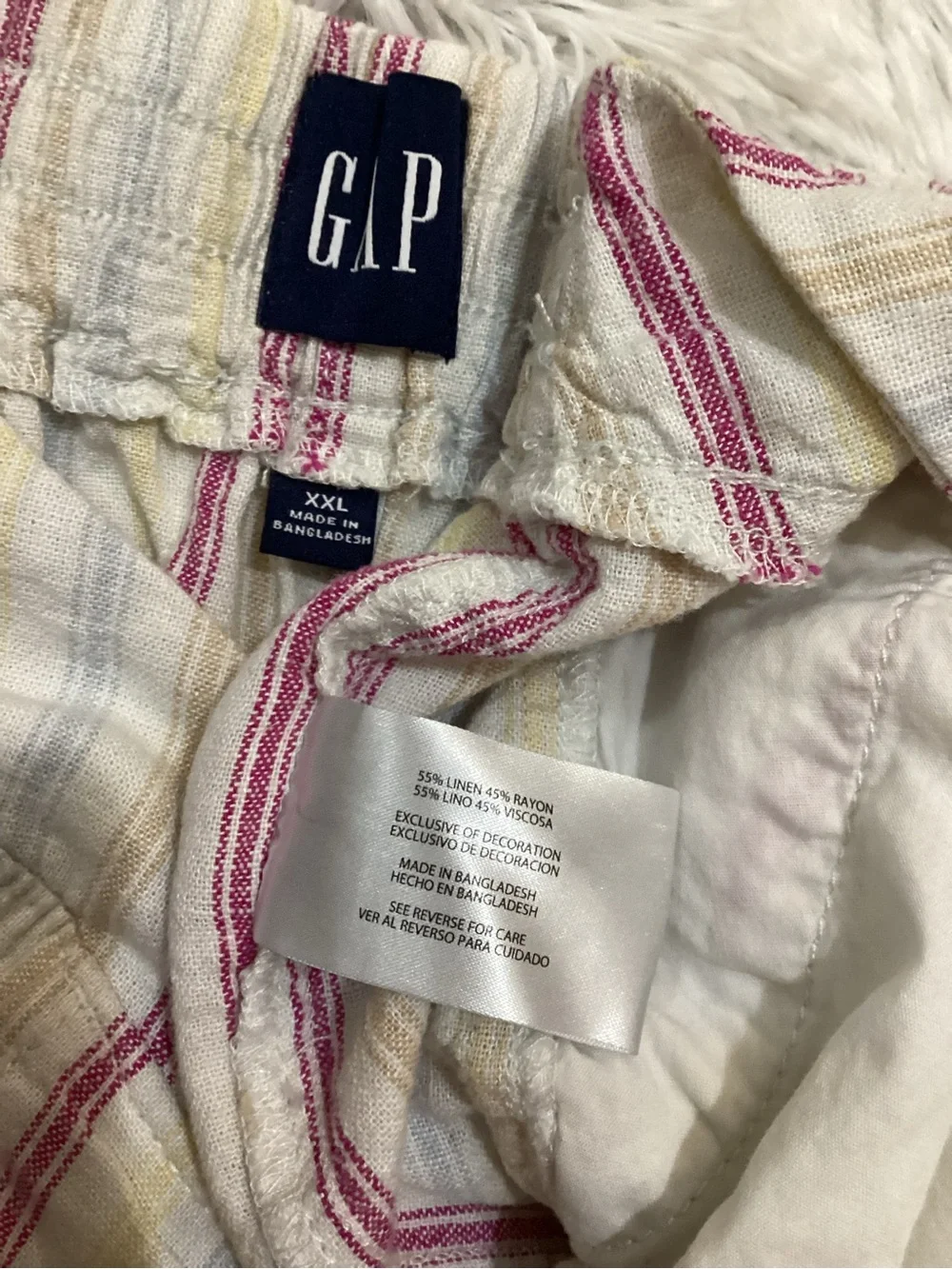 GAP Linen Blend Striped Pull-On Shorts XXL Coastal Cottagecore